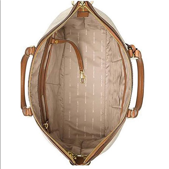 Michael Kors Beckett Large Satchel (Natural/Acorn) - Picture 2 of 7